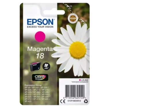 De Epson Daisy 18 magenta inktcartridge levert heldere, betrouwbare afdrukken en is geschikt voor diverse Epson Expression Home-printers. Met een