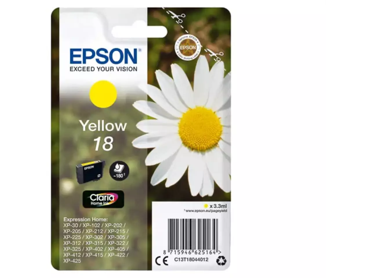 170015441235.webp C13T18044012 EPSON 18 XP Inkt geel ST 180pagina's 3,3ml - Afbeelding 1