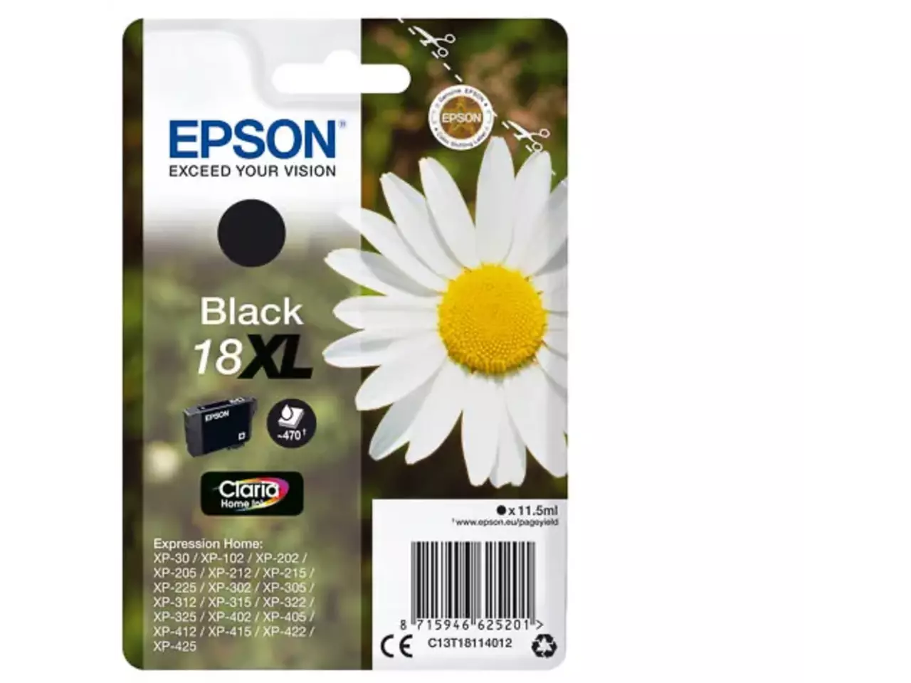 170015441239.webp C13T18114012 EPSON 18XL XP Inkt zwart HC 470pagina's 11,5ml - Afbeelding 1