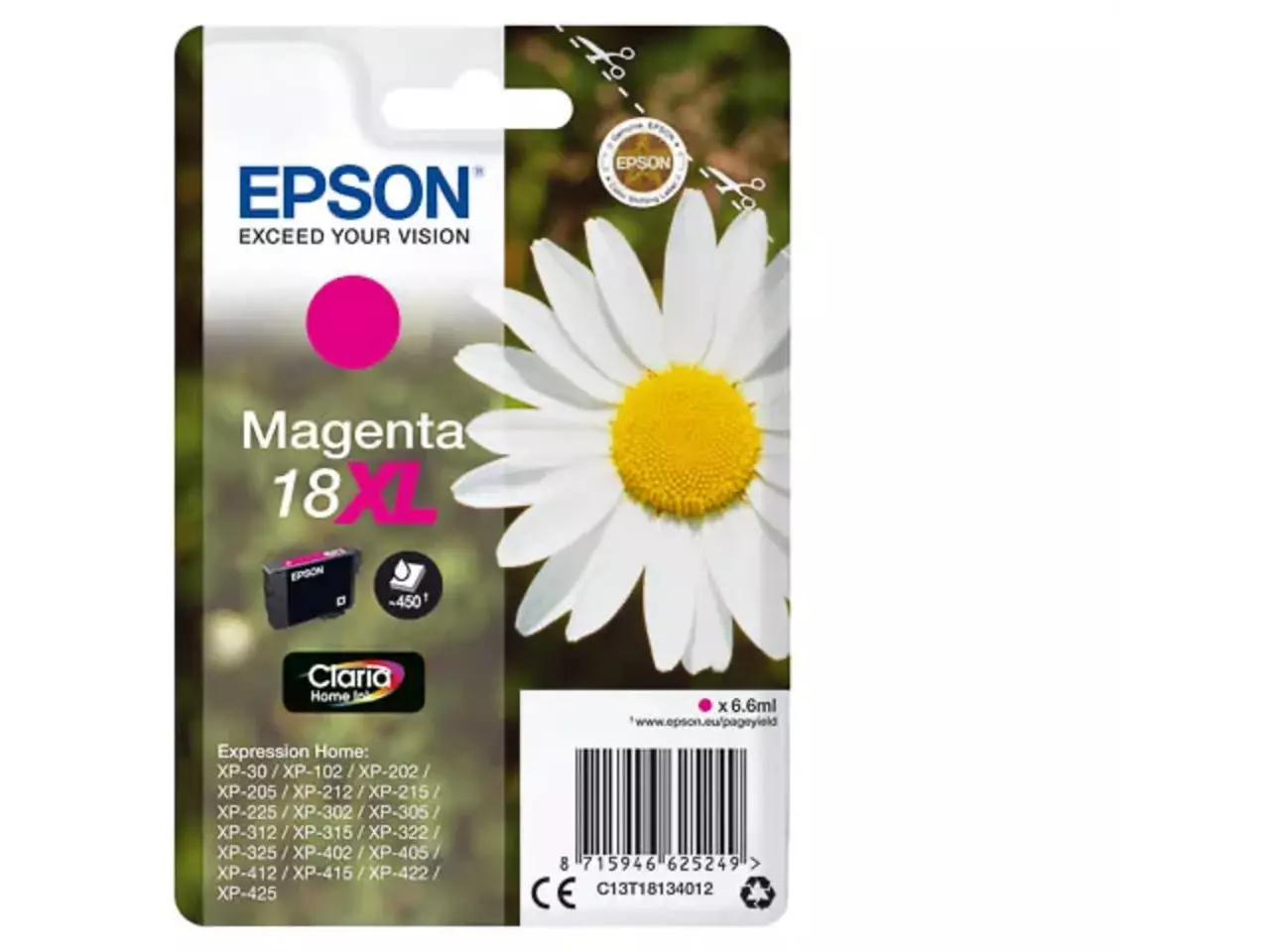 170015441243.webp C13T18134012 EPSON 18XL XP Inkt magenta HC 450pagina's 6,6ml - Afbeelding 1