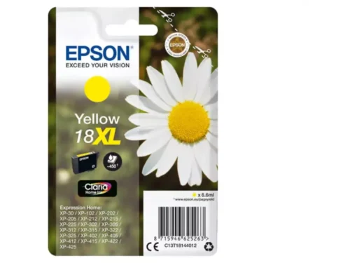 De Epson Daisy 18XL gele Claria Home inktcartridge levert scherpe, heldere afdrukken en gaat tot 450 pagina’s mee. Deze high