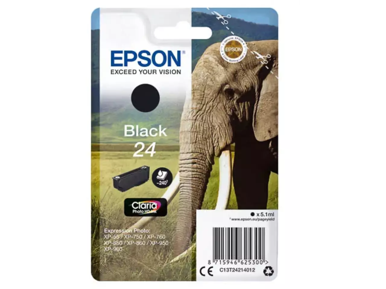 170015441249.webp C13T24214012 EPSON 24 XP Inkt zwart ST 240pagina's 5,1ml - Afbeelding 1