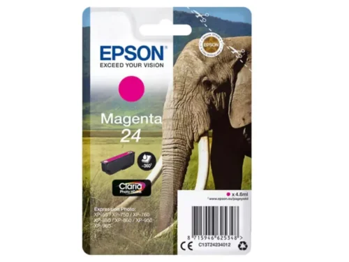 De Epson Elephant 24 magenta inktcartridge levert heldere, duurzame afdrukken met een opbrengst tot 360 pagina’s. Ideaal voor diverse Epson