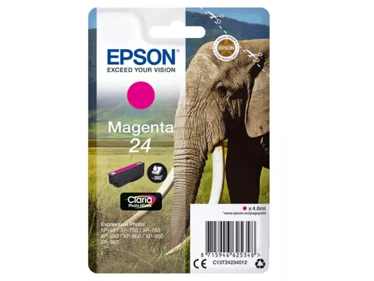 170015441253.webp C13T24234012 EPSON 24 XP Inkt magenta ST 360pagina's 4,6ml - Afbeelding 1