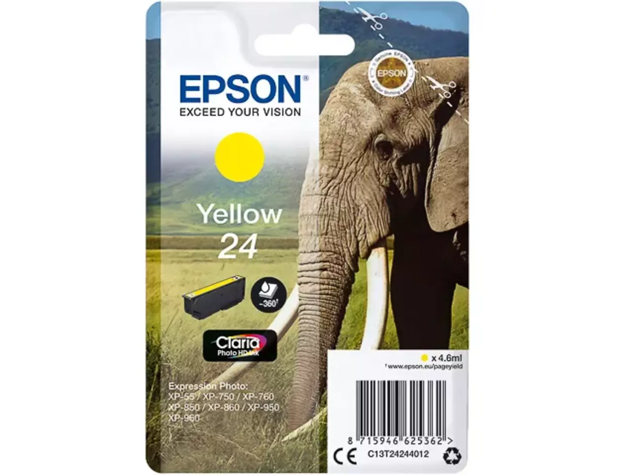 170015441255.webp C13T24244012 EPSON 24 XP Inkt geel ST 360pagina's 4,6ml - Afbeelding 1