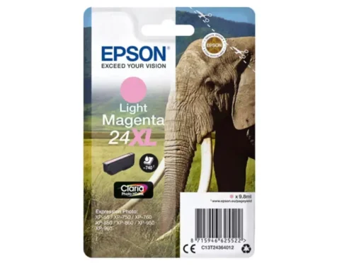 De Epson Elephant 24XL lichtmagenta inktcartridge levert heldere, levendige afdrukken en is ideaal voor wie veel print met een hoge