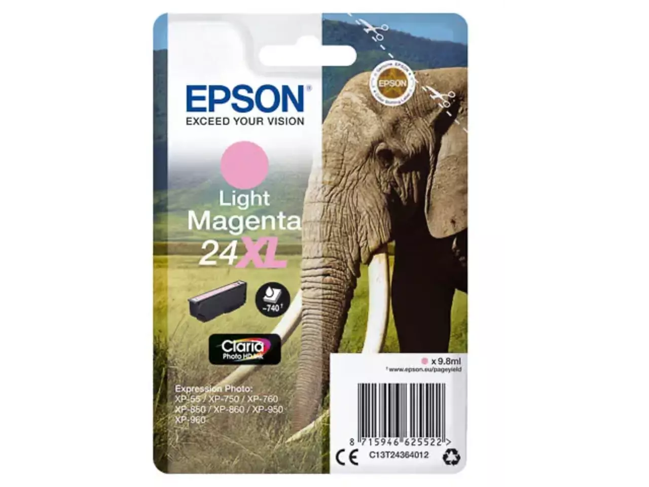 170015441271.webp C13T24364012 EPSON 24XL XP Inkt licht mag HC 740pagina's 9,8ml - Afbeelding 1