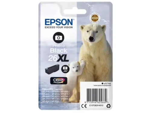 De Epson Polar bear 26XL Ijsbeer Claria Premium afzonderlijke fotozwarte inkt levert scherpe, diepe zwarte afdrukken met een hoge opbrengst