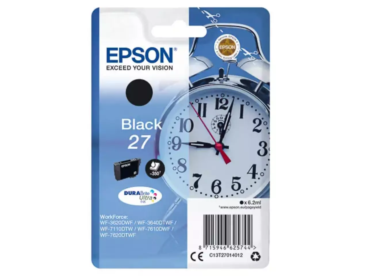 170015441293.webp C13T27014012 EPSON 27 WF Inkt zwart ST 350pagina's 6,2ml - Afbeelding 1