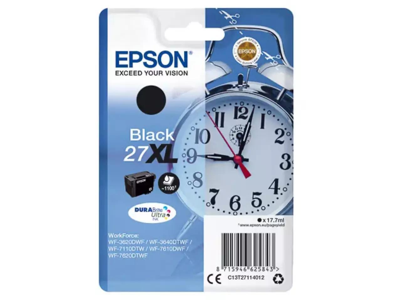 170015441303.webp C13T27114012 EPSON 27XL WF Inkt zwart HC 1100pagina's 17,7ml - Afbeelding 1