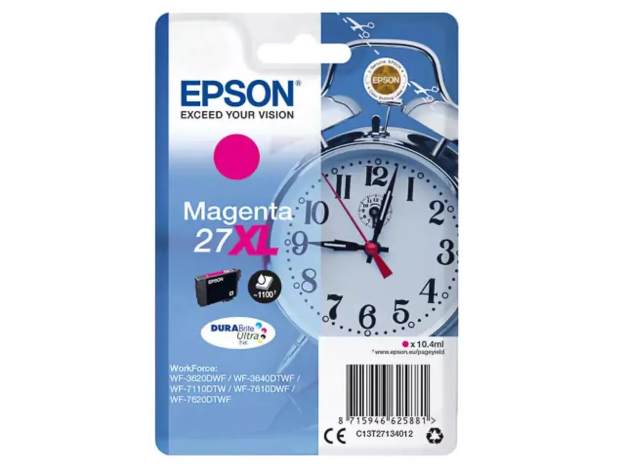 170015441307.webp C13T27134012 EPSON 27XL WF Inkt magenta HC 1100pagina's 10,4ml - Afbeelding 1