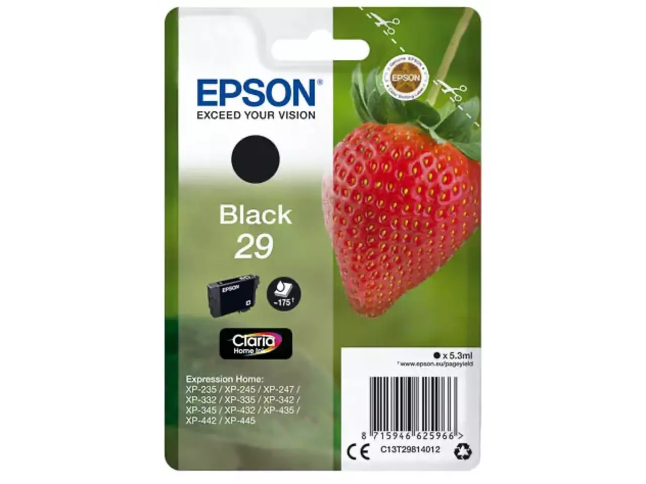 170015441315.webp C13T29814012 EPSON 29 XP Inkt zwart ST 175pagina's 5,3ml - Afbeelding 1