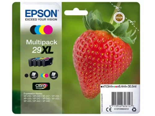 De Epson Strawberry Multipack 4-colours 29XL Claria Home Ink levert scherpe teksten en levendige kleuren met een hoge paginacapaciteit. Deze
