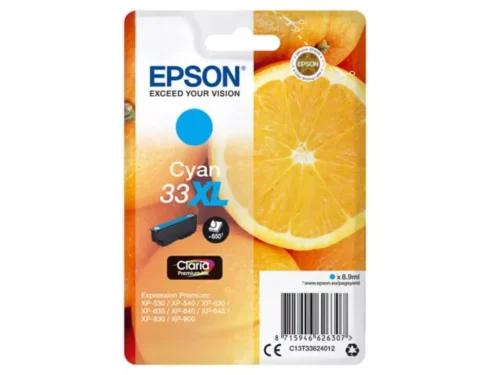De Epson Orange 33XL cyaan inktcartridge levert scherpe, heldere kleuren en een hoge printopbrengst tot 650 pagina’s. Deze losse cartridge