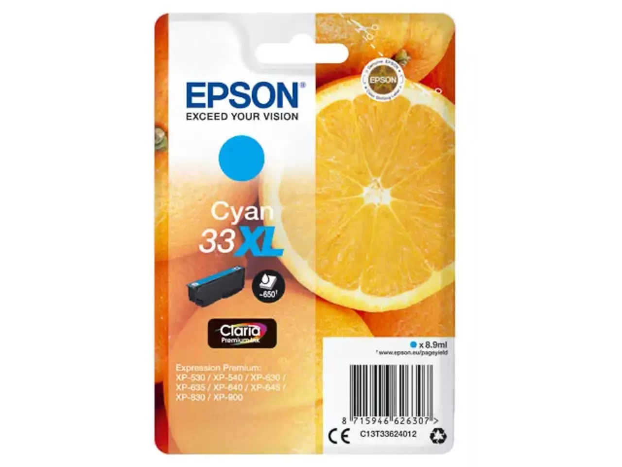 170015441349.webp C13T33624012 EPSON XP Inkt cyaan HC 530 pagina's 8,9ml - Afbeelding 1