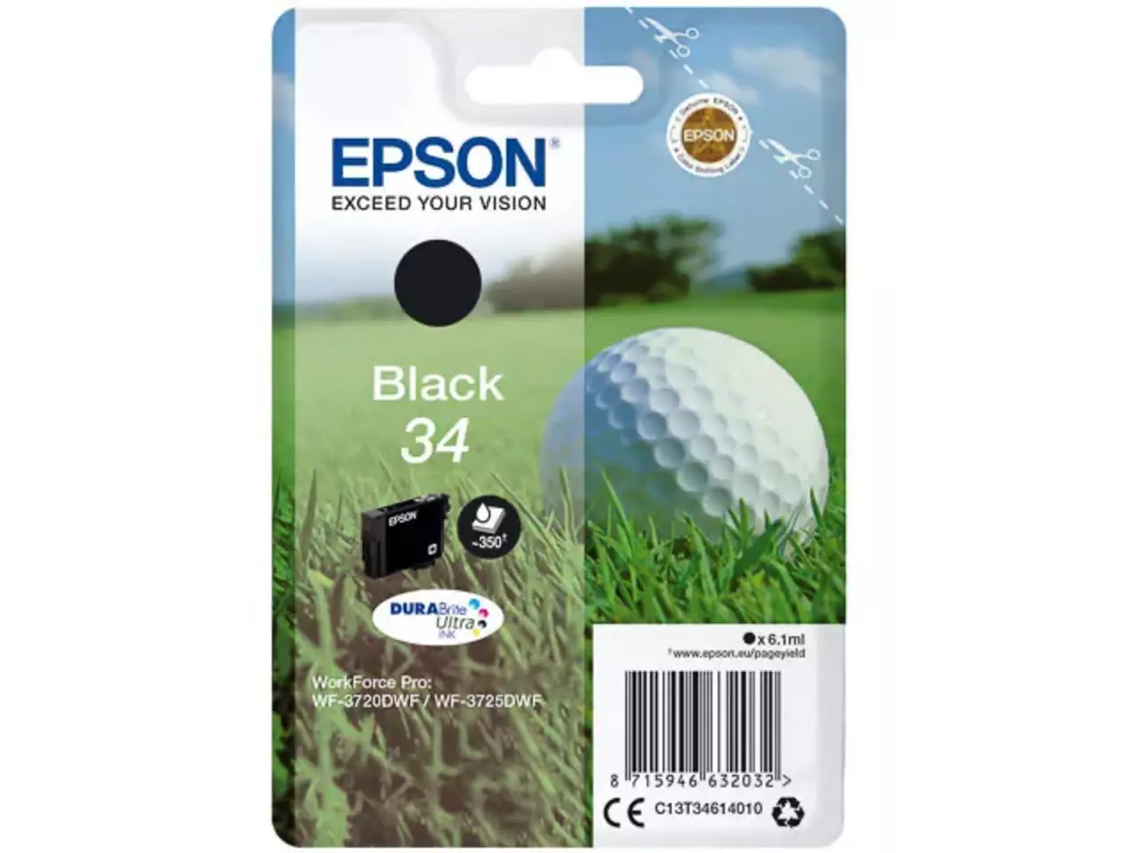 170015441355.webp C13T34614010 EPSON WF Inkt zwart ST 350 pagina's 6,1ml - Afbeelding 1