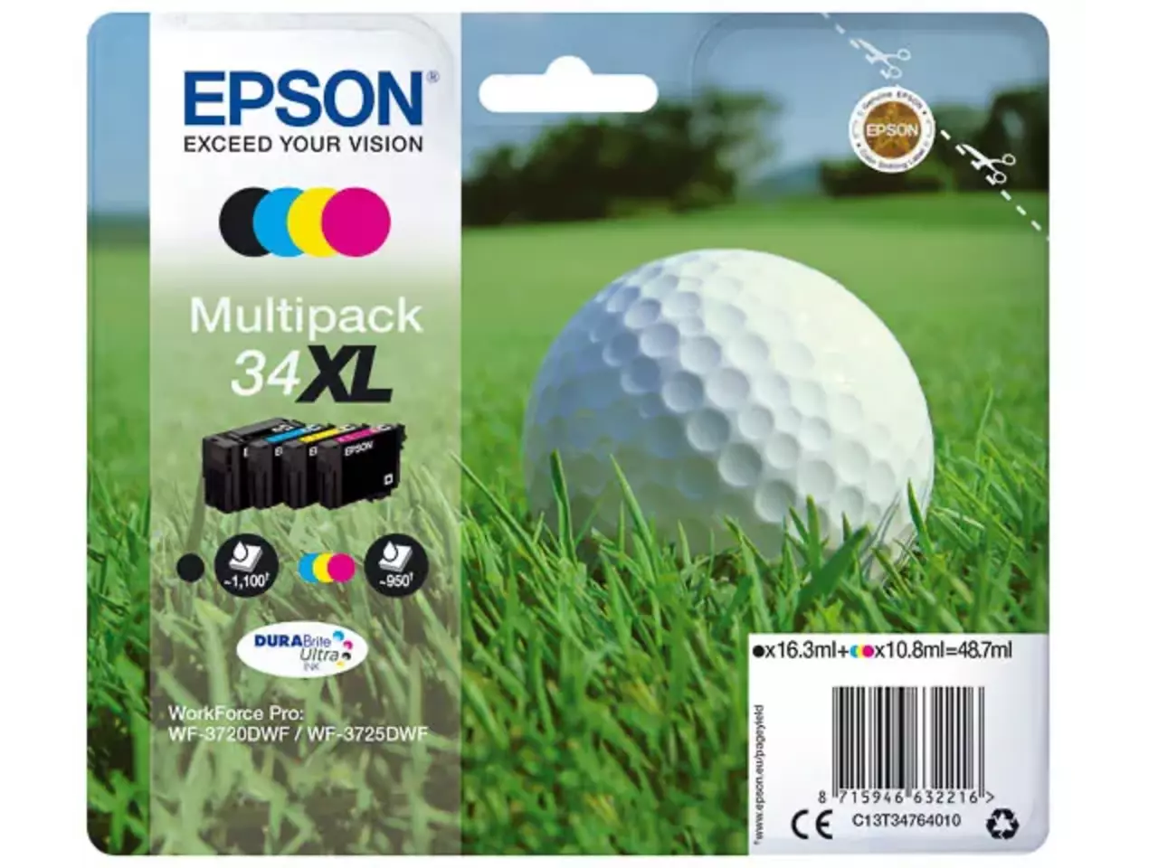 170015441364.webp C13T34764010 EPSON WF Inkt (4) cmyk HC 1x1100/3x950pagina's 1x16,3/3x10,8 ml - Afbeelding 1