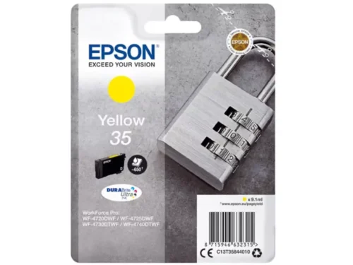 De Epson DURABrite Ultra gele inktcartridge levert scherpe, duurzame afdrukken en is ideaal voor wie betrouwbare kwaliteit zoekt voor dagelijks