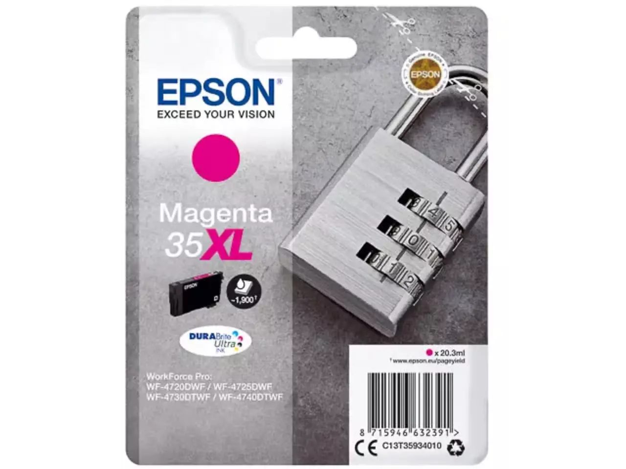 170015441372.webp C13T35934010 EPSON WF Inkt magenta HC 1900pagina's 20,3ml - Afbeelding 1