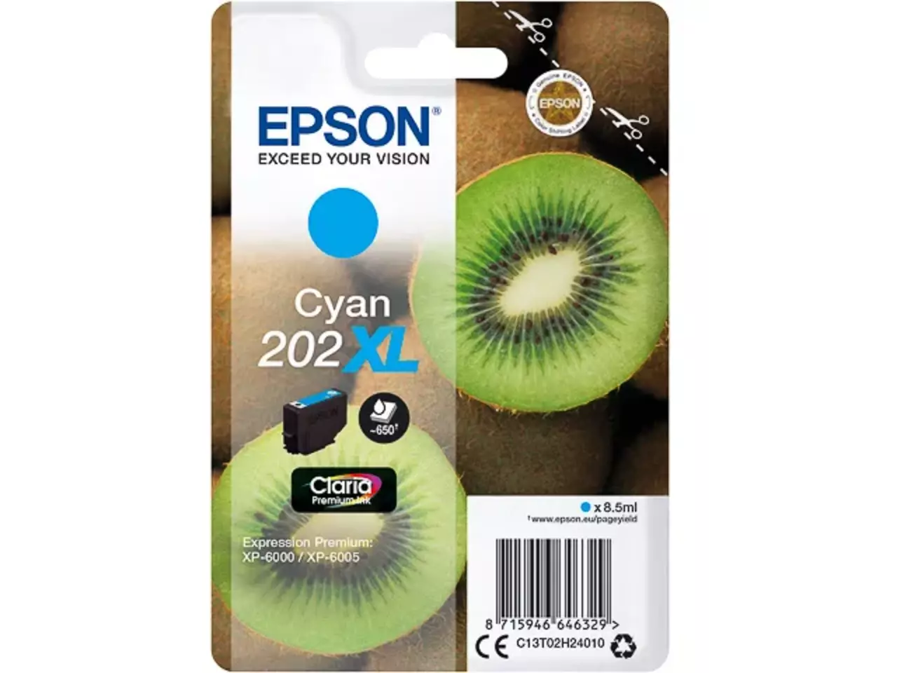 170015441406.webp C13T02H24010 EPSON XP Inkt cyaan HC 650 pagina's 8,5ml - Afbeelding 1