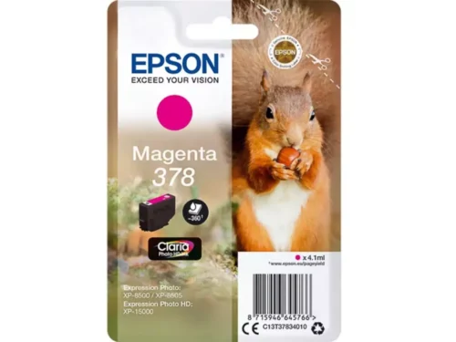 De Epson Squirrel 378 magenta inktcartridge levert heldere, levendige afdrukken en is ideaal voor wie hoogwaardige fotoprints wil maken. Met