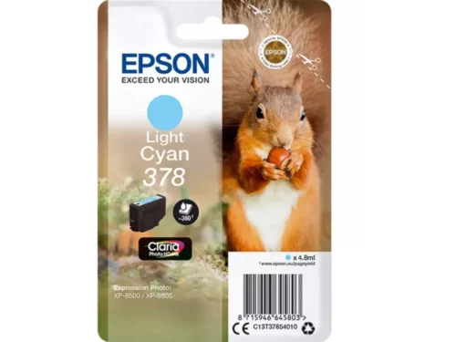 De Epson Squirrel 378 eekhoorn Claria Photo HD afzonderlijke lichtcyaan inkt levert heldere, levendige fotokwaliteit met een paginaopbrengst tot 360