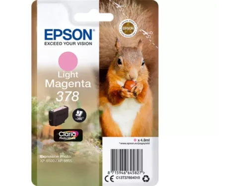 De Epson Squirrel 378 lichtmagenta inktcartridge levert heldere, levendige fotokleuren en is ideaal voor wie scherpe afdrukken wil maken. Met