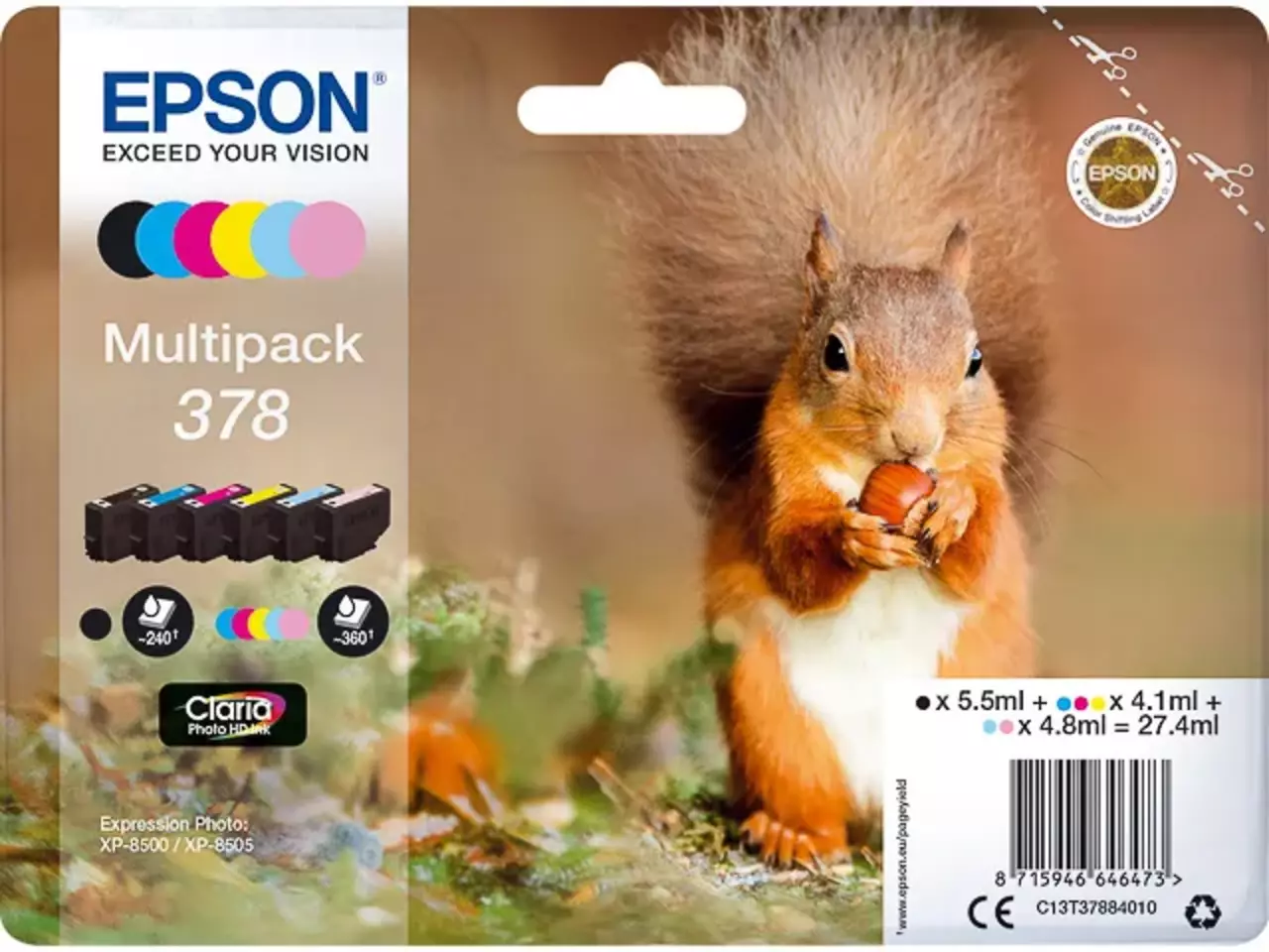 170015441416.webp C13T37884010 EPSON XP Inkt (6) cmyk lc/lm ST 1x240/5x360pagina's - Afbeelding 1