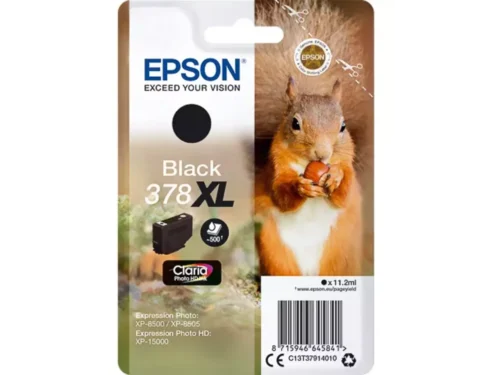 De Epson Squirrel 378XL zwarte inktcartridge levert scherpe, duurzame afdrukken met een hoge opbrengst tot 500 pagina’s. Deze Epson Squirrel
