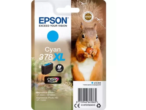 De Epson Squirrel 378XL Eekhoorn Claria Photo HD cyaan inkt levert haarscherpe, levendige kleuren en gaat tot wel 830 pagina’s