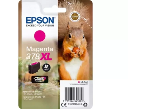 De Epson Squirrel 378XL Eekhoorn Claria Photo HD magenta inktcartridge levert levendige kleuren en is ideaal voor scherpe fotoafdrukken. Met