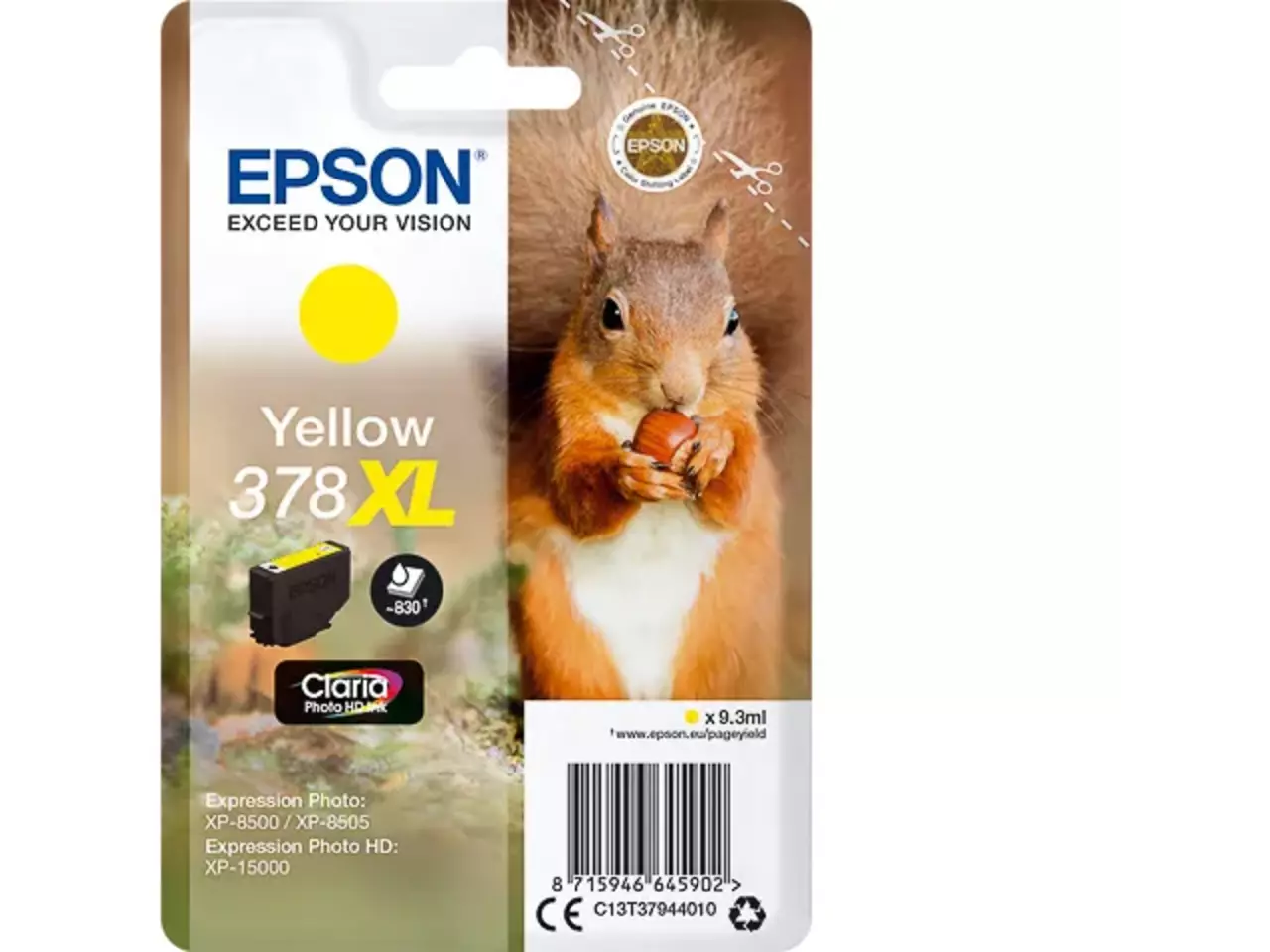 170015441420.webp C13T37944010 EPSON 378XL XP Inkt geel HC 830pagina's 9,3ml - Afbeelding 1