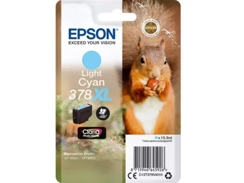 De Epson Squirrel 378XL lichtcyaan inktpatroon levert betrouwbare, levendige afdrukken met een hoge opbrengst tot 830 pagina’s. Deze originele Epson