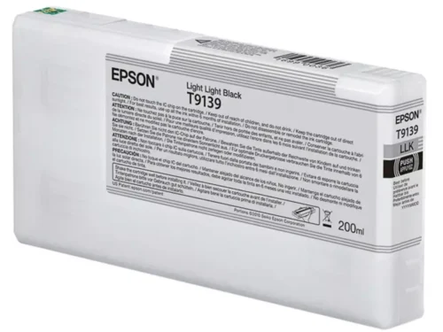 De Epson T9139 Light Light Black Ink Cartridge (200ml) levert scherpe, professionele zwarttinten met pigmentinkt en is ideaal voor betrouwbare
