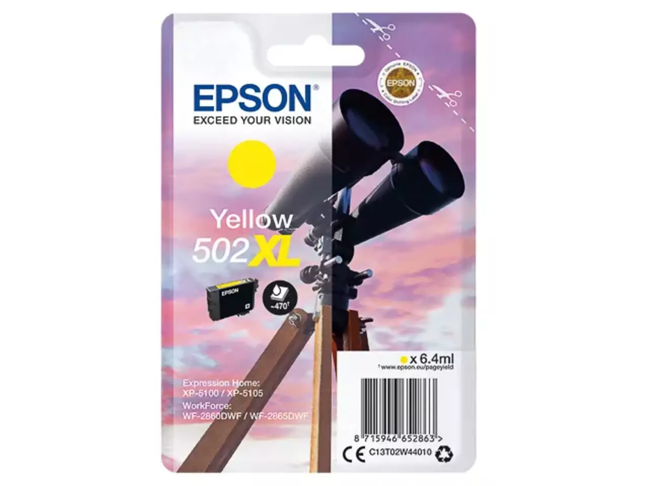 170015441478.webp C13T02W44010 EPSON 502XL XP Inkt geel HC 470pagina's 6,4ml - Afbeelding 1