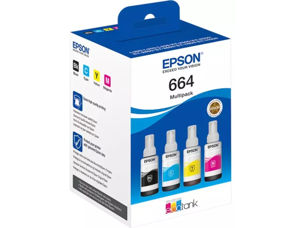 170015441620.webp C13T664640 EPSON ET664 EcoTank Inkt (4) cmyk 25.000pagina's 4x70 ml - Afbeelding 1