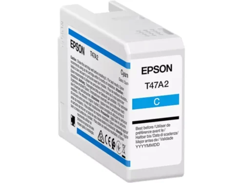 De Epson T47A2 is een cyaan inktcartridge op pigmentbasis met normaal rendement, ideaal voor heldere en duurzame afdrukken. Met 50