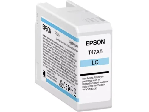 De Epson T47A5 is een originele cyaan inktcartridge met pigmentinkt en een capaciteit van 50 ml, speciaal geschikt voor de