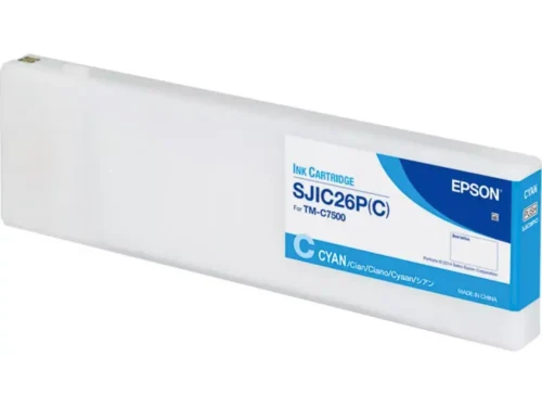 De Epson SJIC26P(C) ink cartridge voor de ColorWorks C7500 levert heldere cyaankleuren en is met 294,3 ml ideaal voor betrouwbare,