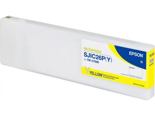 De Epson SJIC26P(Y) inktcartridge is speciaal ontworpen voor de ColorWorks C7500 en levert heldere gele afdrukken met pigmentinkt van hoge