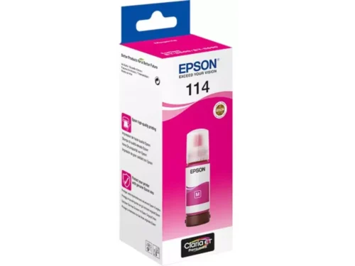 De Epson 114 EcoTank magenta inktfles is een originele Epson-navulling die zorgt voor levendige, betrouwbare afdrukken in magenta. Deze inktfles