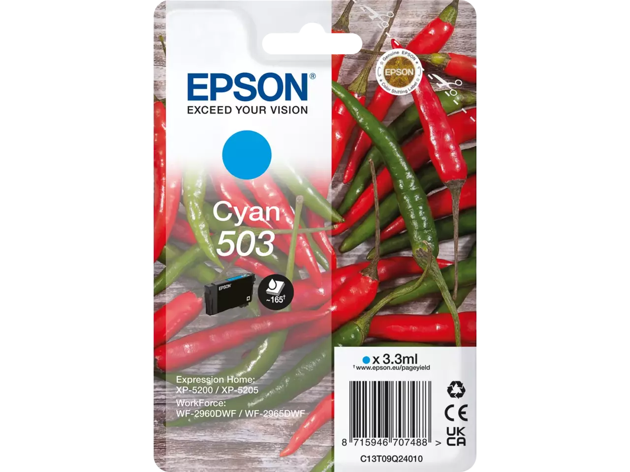 170015441753.webp C13T09Q24010 EPSON 503 XP Inkt cyaan ST 165pagina's 3,3ml - Afbeelding 1