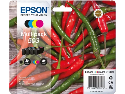 De Epson Multipack 4-colours 503 Ink biedt betrouwbare afdrukkwaliteit met zwarte, cyaan, magenta en gele inkt in één handige multi-verpakking.