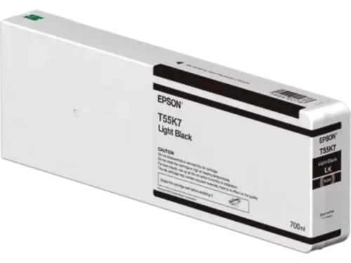 De Epson T55K700 is een enkele verpakking met 700 ml zwarte inkt en is geschikt voor diverse SureColor SC-P printers.