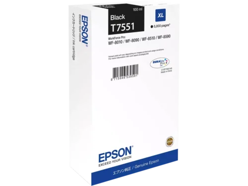 De Epson C13T75514N is een hoogwaardige zwarte inkjetcartridge met hoge opbrengst van 100 ml, ideaal voor scherpe en professionele afdrukken.