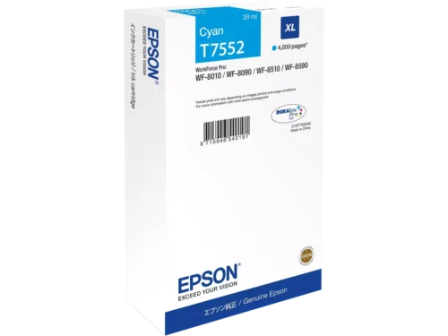 De Epson C13T75524N cyaan inktcartridge is een high yield cartridge met een capaciteit tot 4000 pagina’s, ideaal voor intensief gebruik