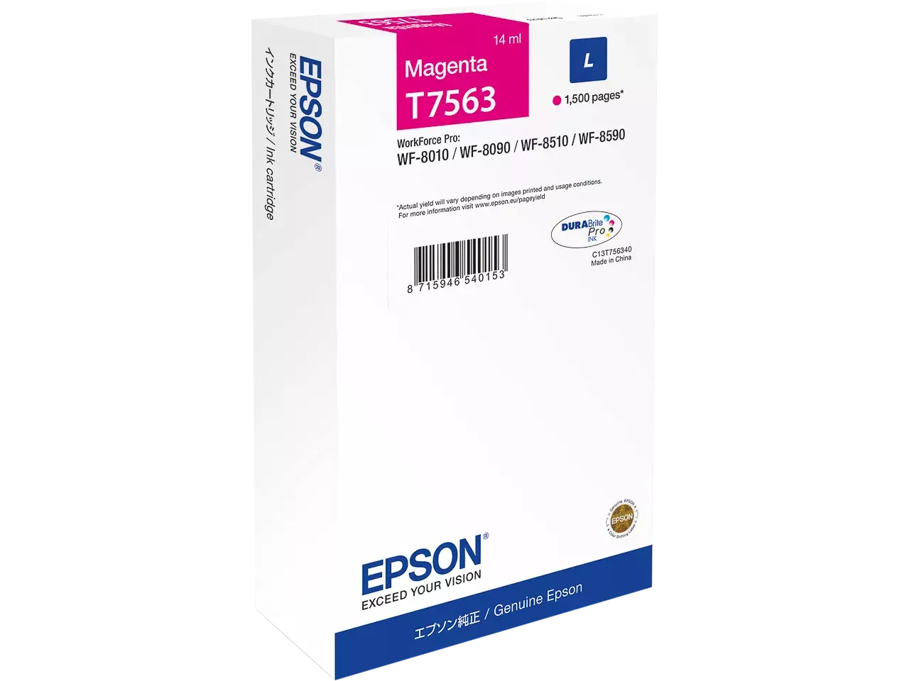 170015441883.webp C13T75634N EPSON T7563 WF Inkt magenta L 1500pagina's 14ml - Afbeelding 1