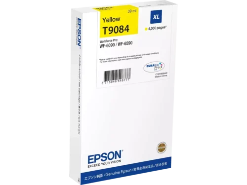 De Epson C13T90844N gele inkjetcartridge levert een hoge capaciteit van 4000 pagina’s en is ideaal voor wie langdurig scherp en