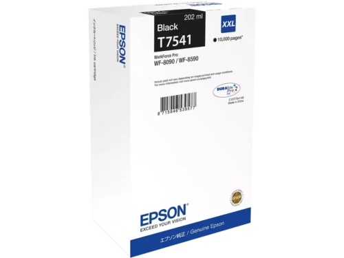 De Epson C13T75414N is een zwarte XL-inktcartridge met een hoge opbrengst van tot 10.000 pagina’s, ideaal voor wie veel en