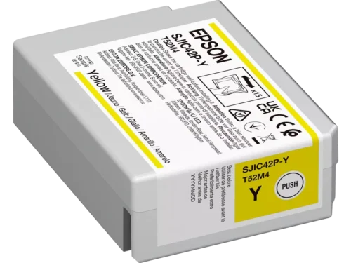 De Epson SJIC42P-Y is een enkele verpakking met 50 ml gele gekleurde inkt, ideaal voor wie op zoek is naar